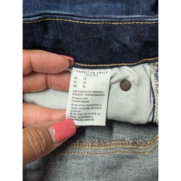 American Eagle Denim Shorts Women Size 10 Curvy Hi Rise Shortie Festival Cowgirl - Picture 10 of 13